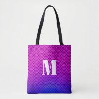 Modern Purple Pink Ombre Mermaid Scales Monogram