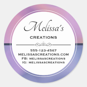 Modern Purple & Pink Swirling Abstract Business Classic Round Sticker