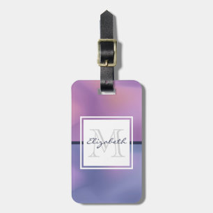 Modern Purple & Pink Swirling Abstract Monogram Luggage Tag