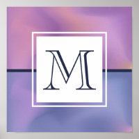 Modern Purple & Pink Swirling Abstract Monogram