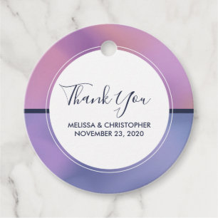 Modern Purple & Pink Swirling Abstract Thank You Favour Tags