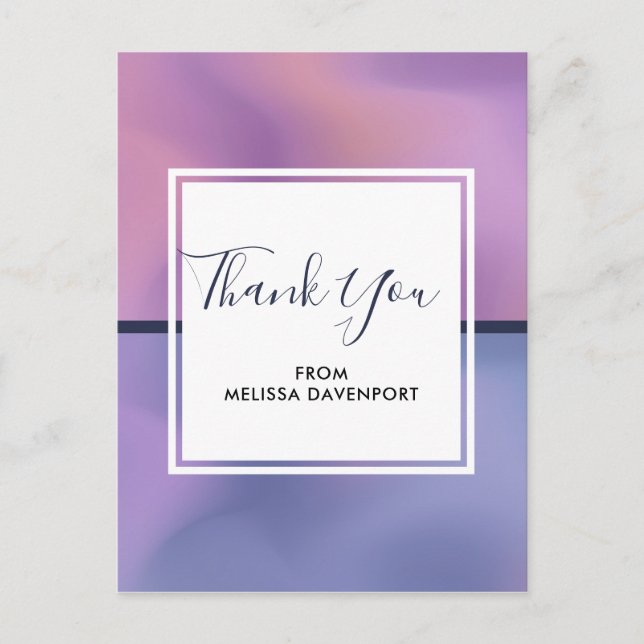 Modern Purple & Pink Swirling Abstract Thank You Postcard (Front)