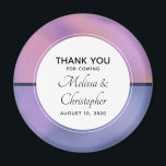 Modern Purple & Pink Swirling Abstract Wedding Magnet<br><div class="desc">A wedding thank you magnet with a modern stylish background. Pink and purple colours swirling around creating an elegant gradient effect. 
A circle layered over top with your text inside.</div>