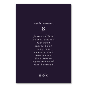Modern Purple Plain Simple Wedding Table Number
