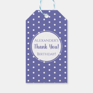 Modern Purple Polka Dot Name Birthday Party Favour Gift Tags