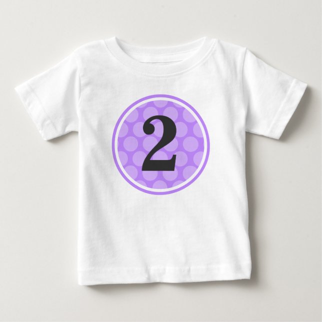 Modern Purple Polka Dot Second Birthday Girl Baby T-Shirt (Front)