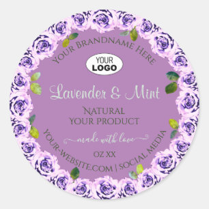 Modern Purple Product Labels Flowering Roses Logo