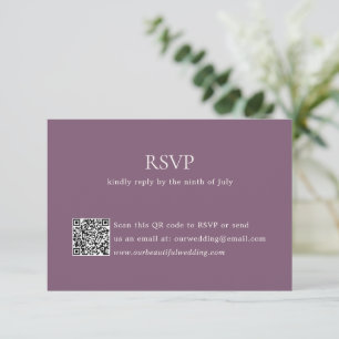 Modern Purple QR Code Elegant Wedding RSVP Card
