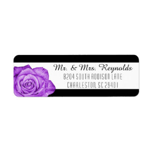 Modern Purple Rose Black & White Striped Custom
