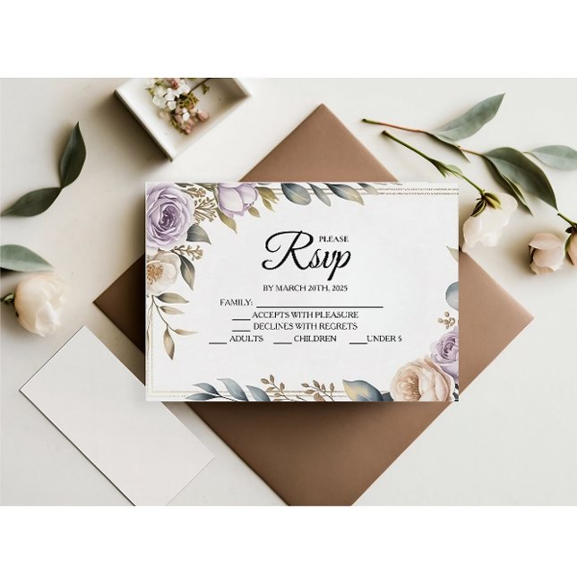 Modern Purple Rose Designer RSVP Cards (Creator Uploaded)