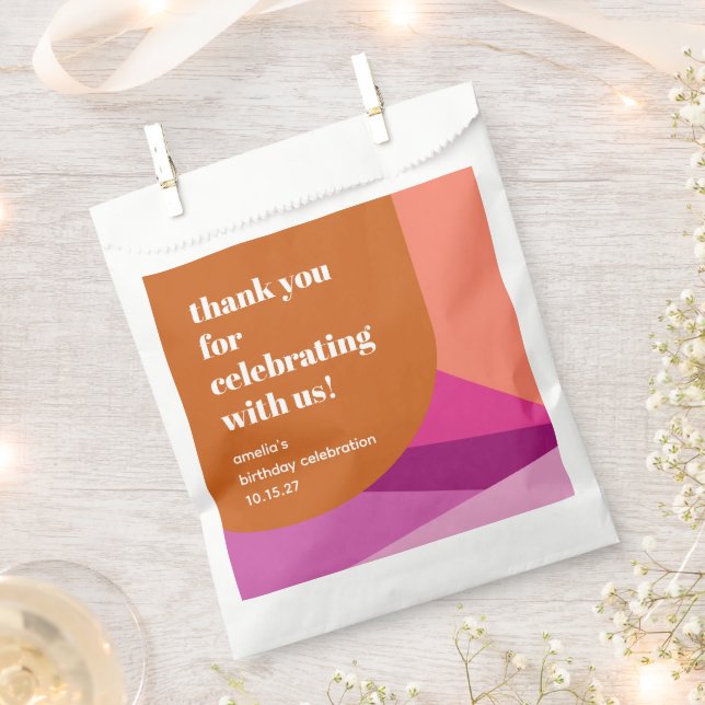 Modern Purple Rust Art Custom Birthday Thank You Favour Bags (Clipped)