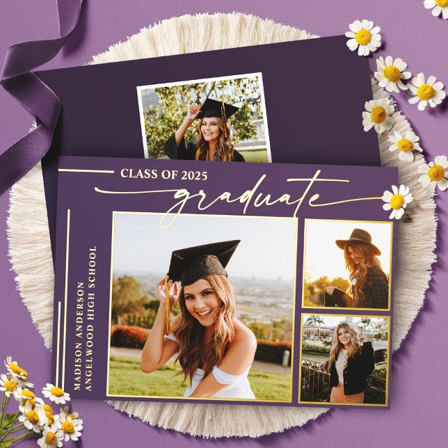 Modern Purple Script Graduate Photo Graduation (Creator Uploaded)