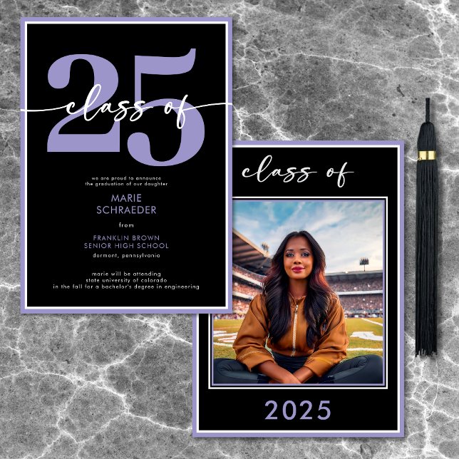 Modern Purple Script Graduation Announcement (Modern Purple Script Graduation Announcement)