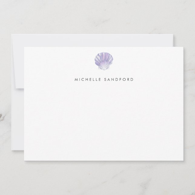 Modern Purple Seashell Personalised Card (Front)