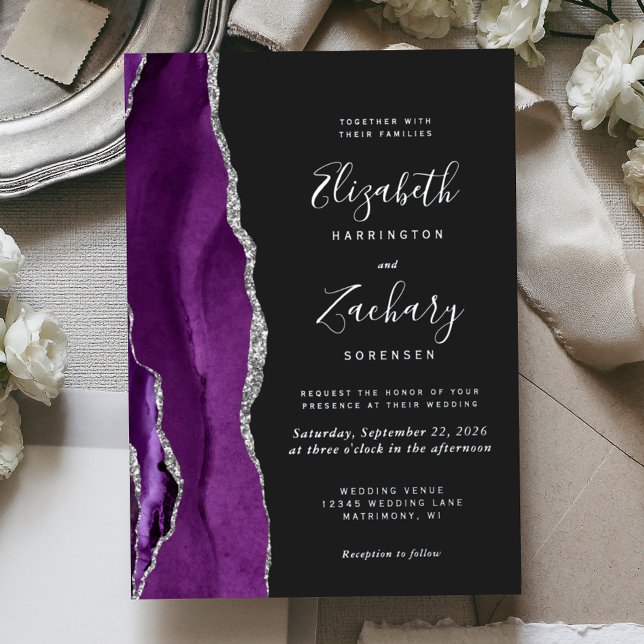Modern Purple Silver Agate Dark Wedding (Creator Uploaded)