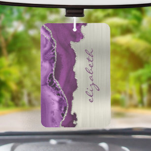 Modern Purple Silver Agate Metallic Car Air Freshener