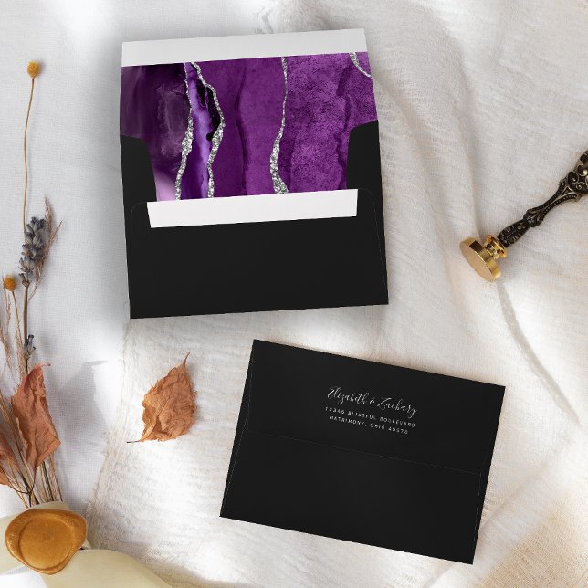 Modern Purple Silver Agate Wedding Envelope (Creator Uploaded)