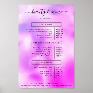 Modern Purple Simpel Salon Price List Poster