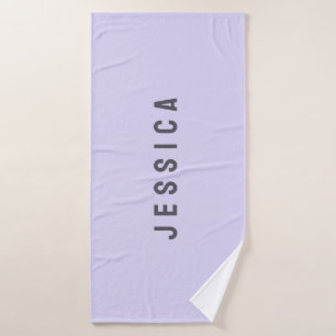 Modern Purple Simple Minimalist Name Bath Towel