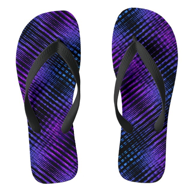 Modern Purple Sine Waves Pattern Jandals (Footbed)