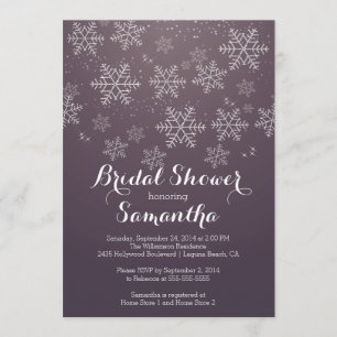 Modern Purple Snowflake Bridal Shower Invitation
