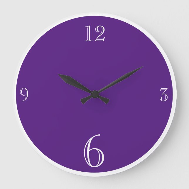 Modern Purple Solid colour Basic minimalist  Large Clock (Front)