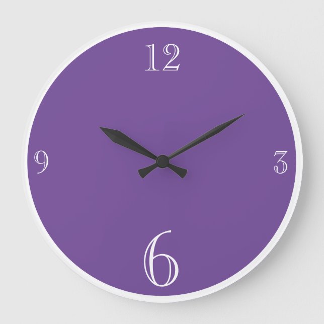 Modern Purple Solid colour Basic minimalist  Large Large Clock (Front)