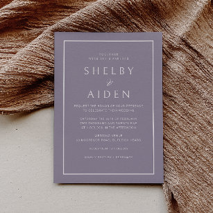 Modern Purple Sophisticated Wedding  Invitation