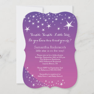 Modern Purple Star Baby Shower Invitation