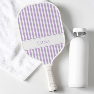 Modern Purple Striped Cool Preppy Simple Name Pickleball Paddle
