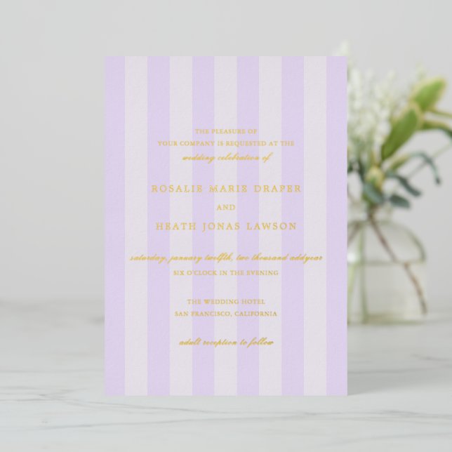 Modern Purple Stripes Elegant Wedding (Standing Front)