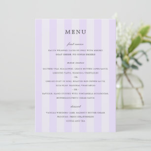 Modern Purple Stripes Elegant Wedding Menu
