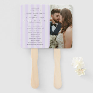 Modern Purple Stripes Elegant Wedding Program Hand Fan