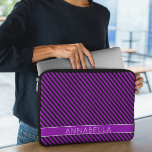 Modern Purple Stripes Laptop Sleeve