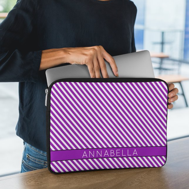 Modern Purple Stripes Laptop Sleeve (Creator Uploaded)