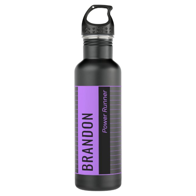 Modern Purple Stripes Water Bottle (Front)