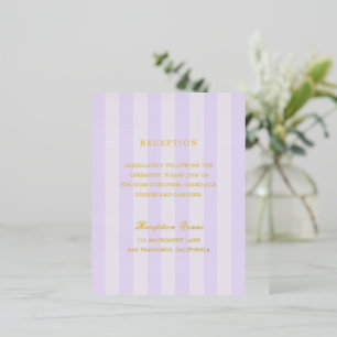 Modern Purple Stripes Wedding Foil Enclosure Card
