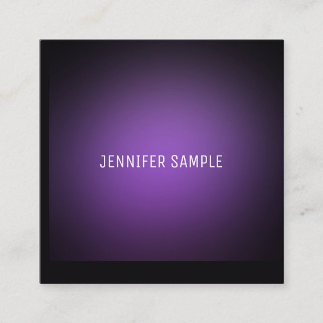 Modern Purple Template Modern Minimalist Luxurious Square Business Card (Front)