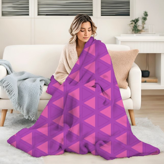 Modern Purple Triangle Pattern Fleece Blanket (Creator Uploaded)