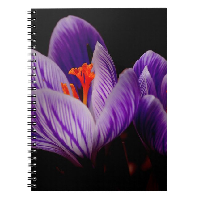Modern Purple Tulip Flower Spiral Notebook (Front)