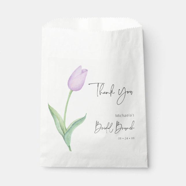 Modern Purple Tulip Solo Bridal Brunch Favour Bags (Front)
