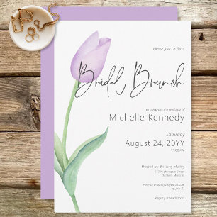 Modern Purple Tulip Solo Bridal Brunch Invitation