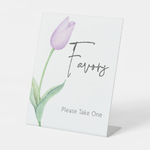 Modern Purple Tulip Solo Bridal Shower Favours Pedestal Sign