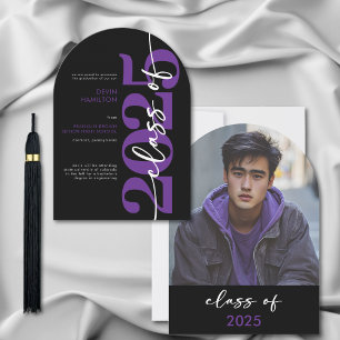 Modern Purple Typography Arch Grad Announcement