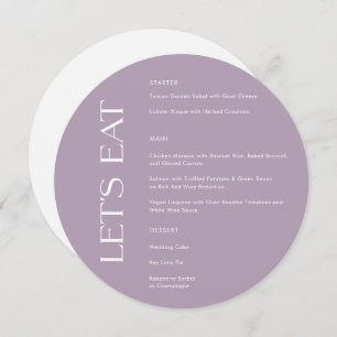Modern Purple Typography Let's Eat Wedding Menu