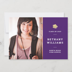 Modern Purple Typography Photo Graduation Party Invitation