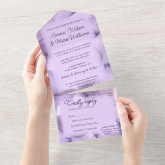 Modern purple violet all in one invitation