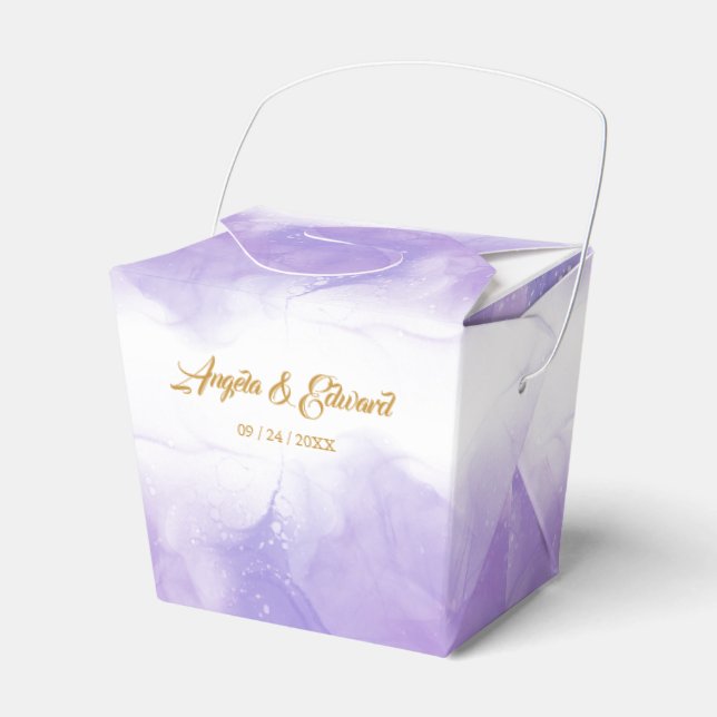 Modern Purple Violet Wedding Favour Box (Front Side)