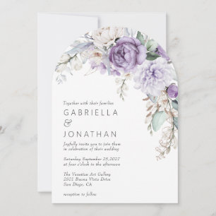 Modern Purple Watercolor Floral Wedding Invitation