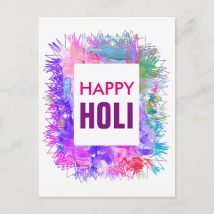 Modern Purple Watercolors Happy Holi Postcard